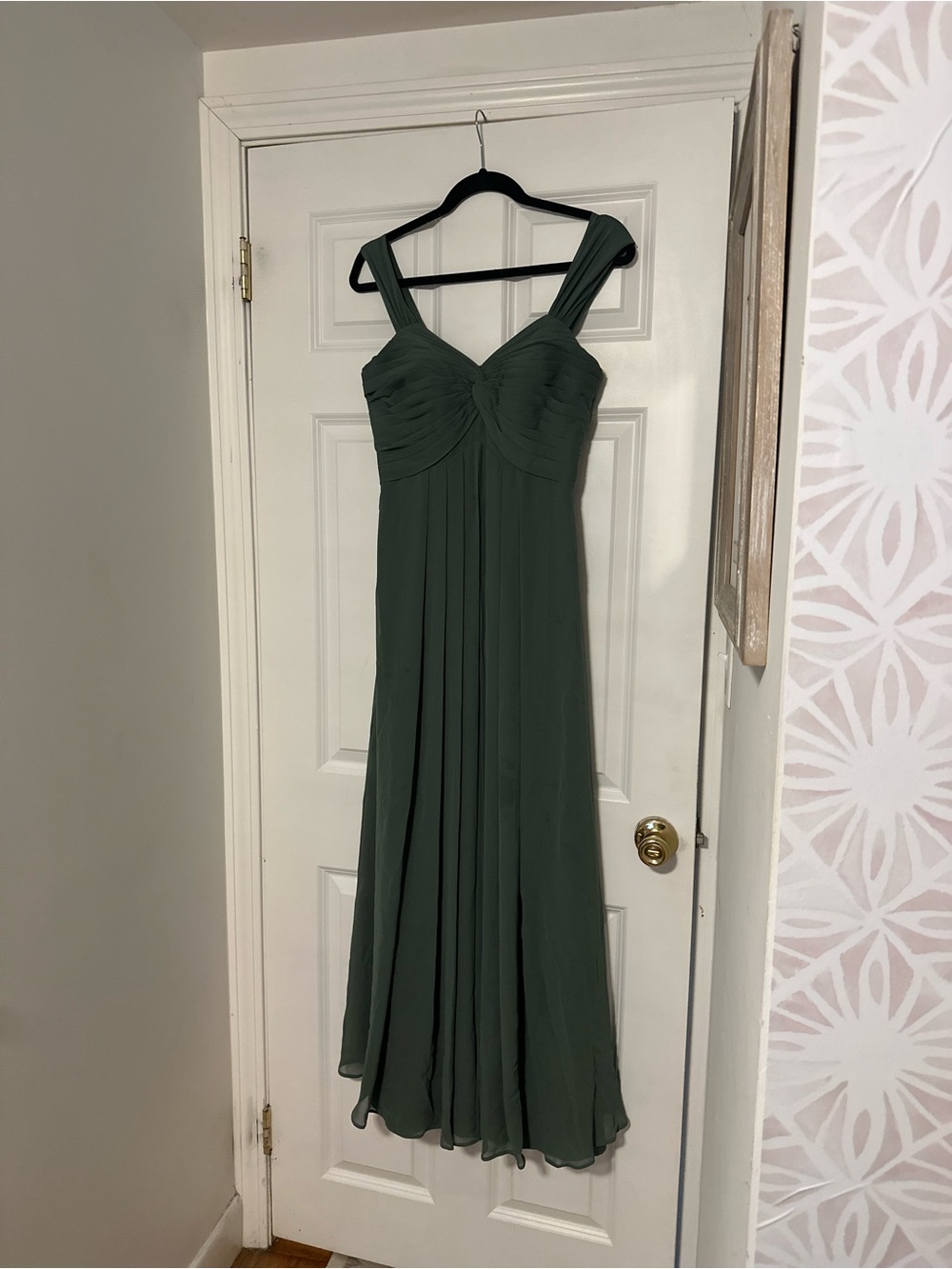 Olive Green Chiffon Maxi Dress